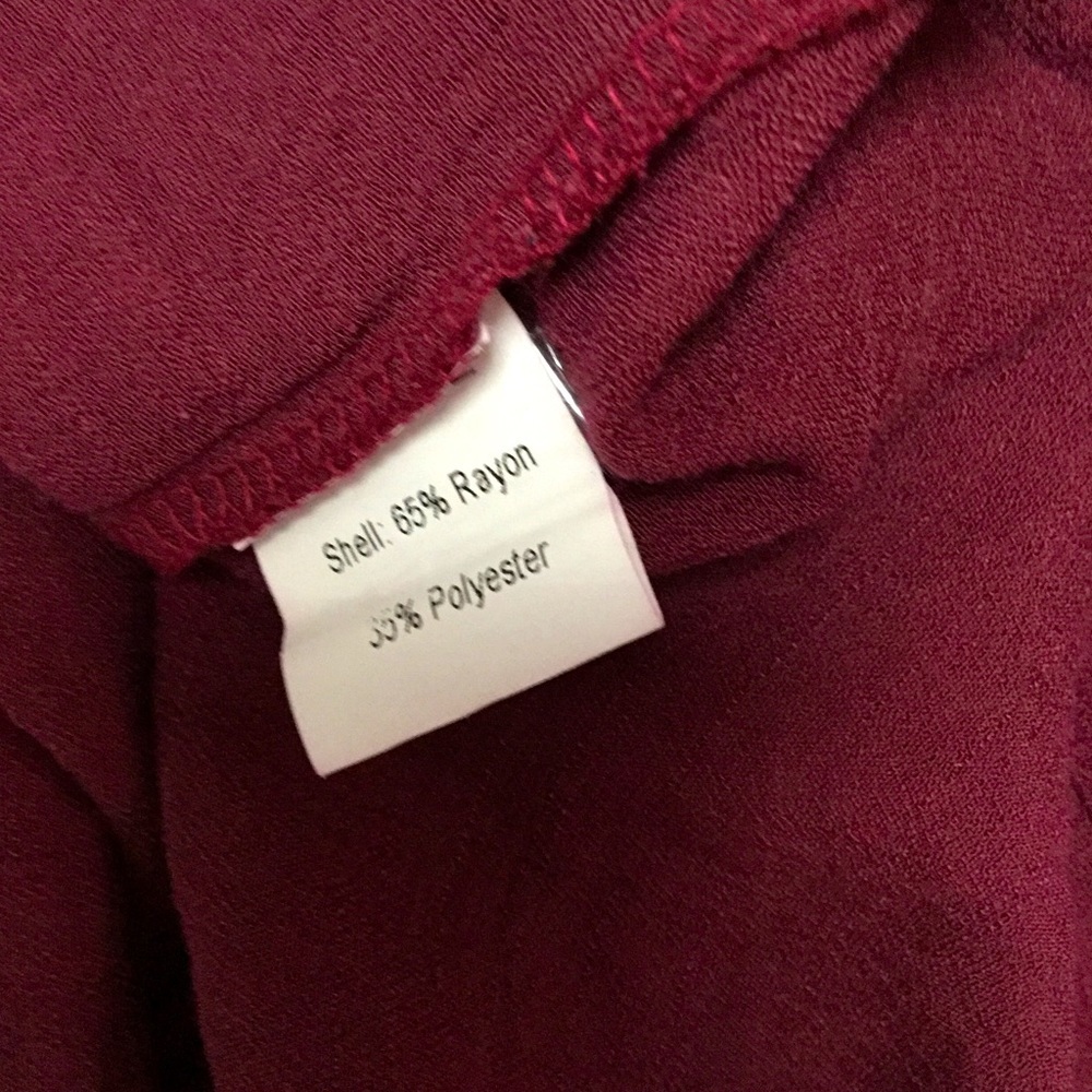 Maroon, Short Sleeve with Ruffle and tie detail Blouse - Picture 7 of 7
